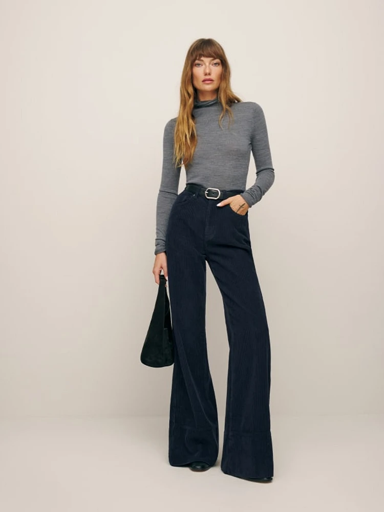 Penney High Rise Relaxed Flare Corduroy Pants