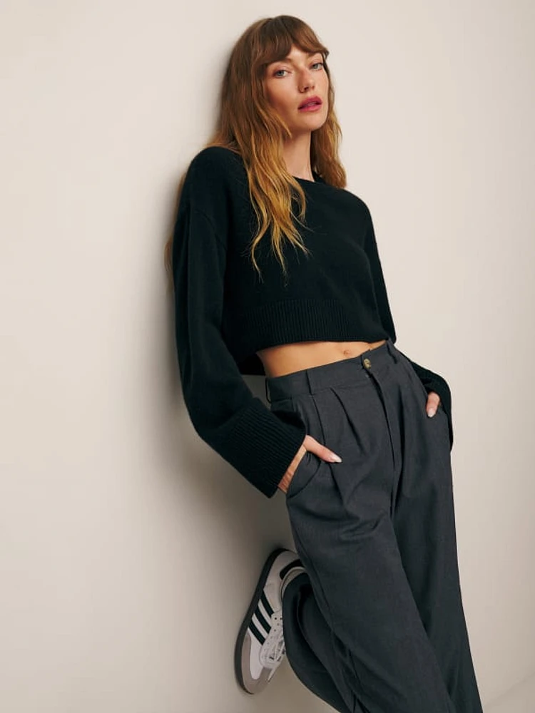 Paloma Cropped Cashmere Crew