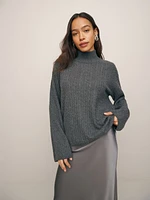 Garrett Cashmere Cable Oversized Turtleneck