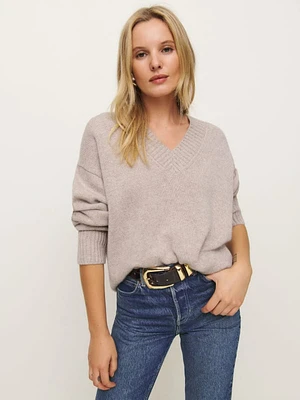 Jadey Cashmere Oversized V-neck Sweater