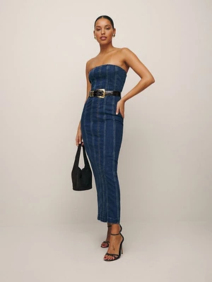 Anais Strapless Denim Midi Dress