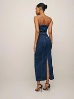 Anais Strapless Denim Midi Dress