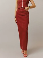 Daria Ultra High Rise Denim Maxi Skirt