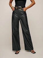 Petites Veda Kennedy Wide Leg Leather Pant