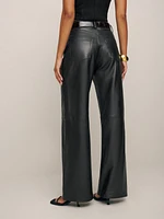 Petites Veda Kennedy Wide Leg Leather Pant