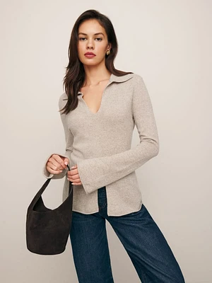 Jade Cashmere Collared Sweater