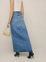 Willa Double Waistband Denim Maxi Skirt