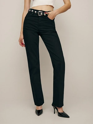 Rowe Mid Rise Relaxed Straight Jeans