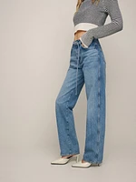 Val Belted Mid Rise Straight Jeans