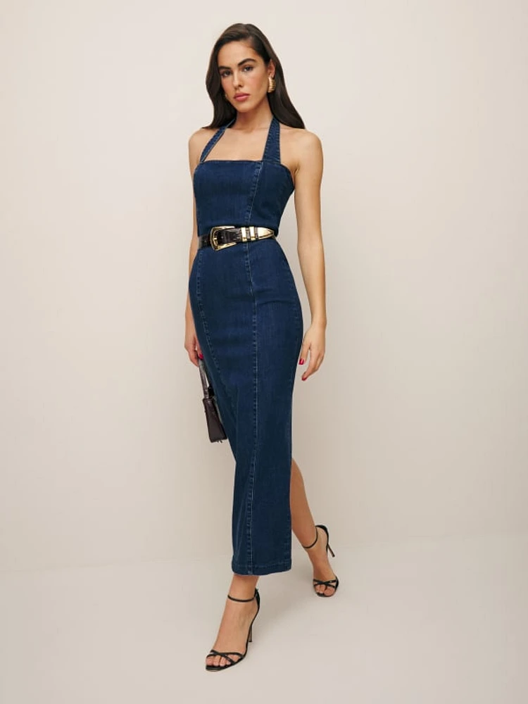 Evita Denim Midi Dress