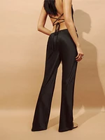 Petites Gale Satin Mid Rise Bias Pant