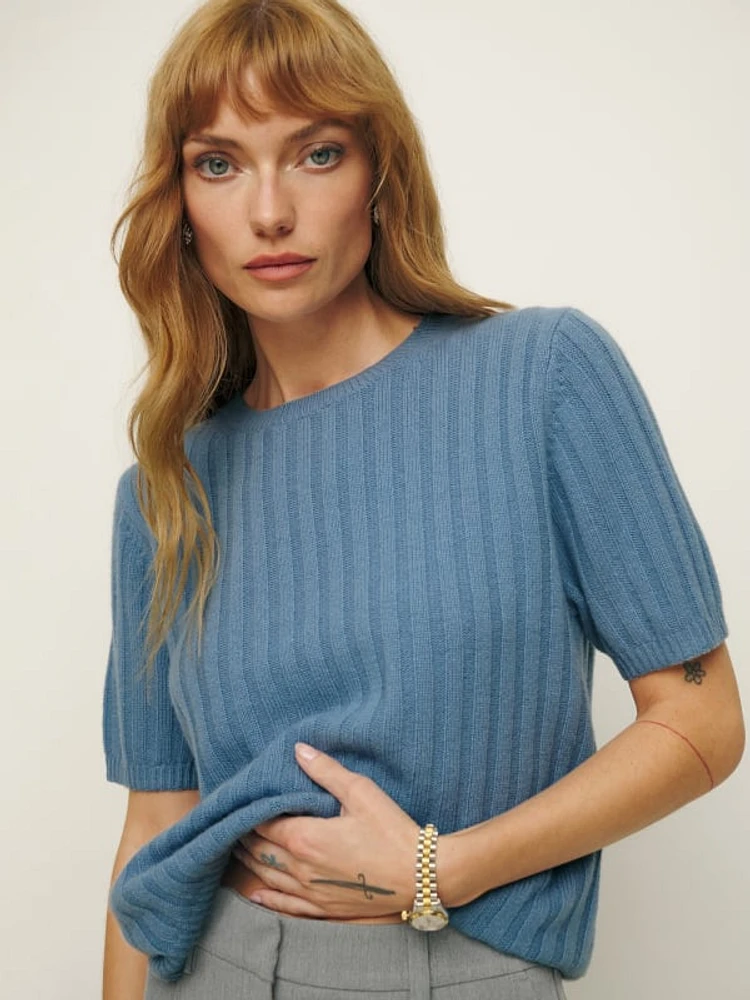 Tess Cashmere Short Sleeve Sweater