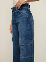 Cary Belted Cargo High Rise Slouchy Wide Leg Jeans