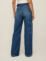 Cary Belted Cargo High Rise Slouchy Wide Leg Jeans