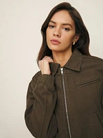 Kinsley Denim Cropped Bomber Jacket