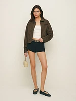 Kinsley Denim Cropped Bomber Jacket