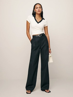 Alex Mid Rise Linen Pant