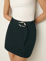 Tatiana Belted Denim Mini Skirt