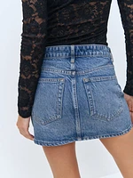 Hazel Low Rise Denim Mini Skirt