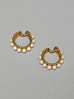 Vintage Ysl Pearl Hoop Earrings