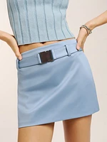 Carla Low Waist Belted Satin Skirt