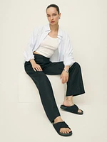 Alex Mid Rise Cropped Linen Pant