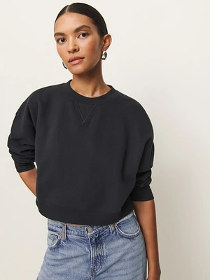 Grace Cropped Vintage Oversized Crewneck Sweatshirt