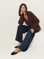 Petites Norah Wide Leg Satin Pant