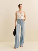 Greta Super Stretch Low Rise Wide Leg Jeans