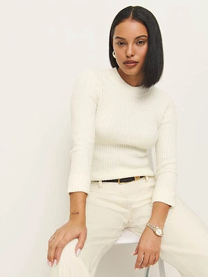 Noella Cashmere Blend Ribbed Crew Sweater