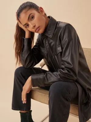 Veda Ashland Leather Trench - Long Sleeve