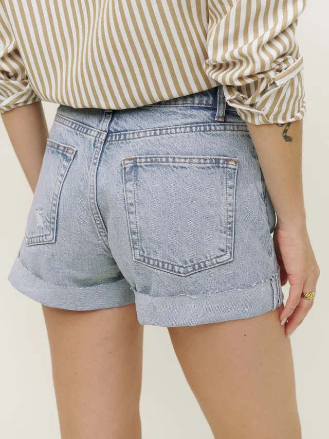 Reformation Eva Seamed High Rise Cheeky Jean Shorts