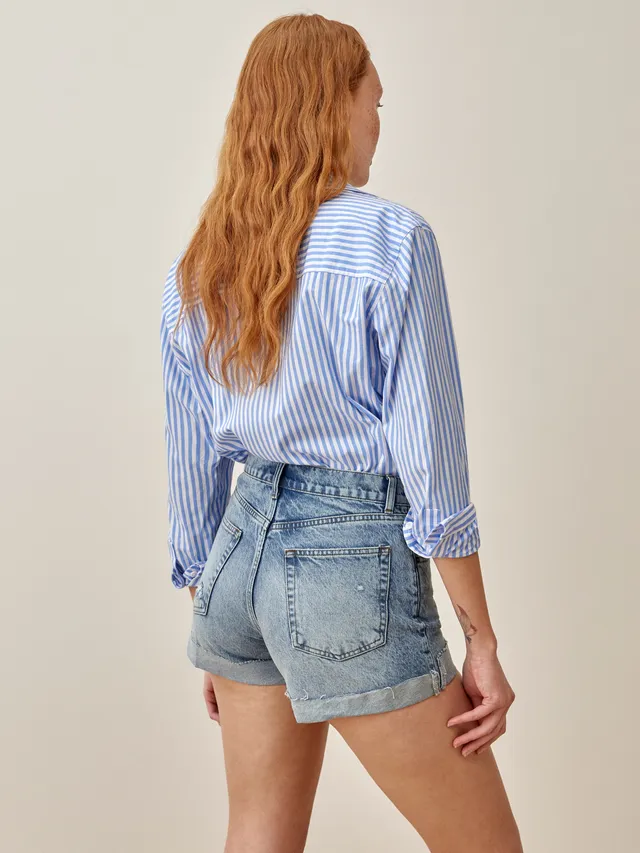 Reformation Eva Seamed High Rise Cheeky Jean Shorts