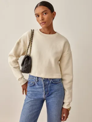 Boxy Cropped Crew Sweatshirt