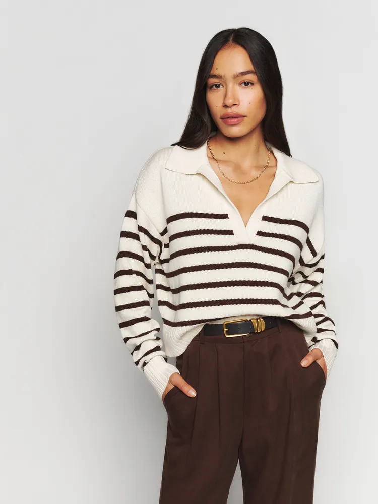 Reformation Francesco Cotton Polo Sweater