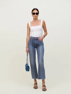 Reconstructed High Rise Straight Jeans