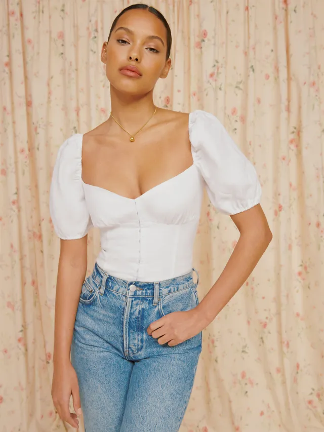 reformation rumi linen top