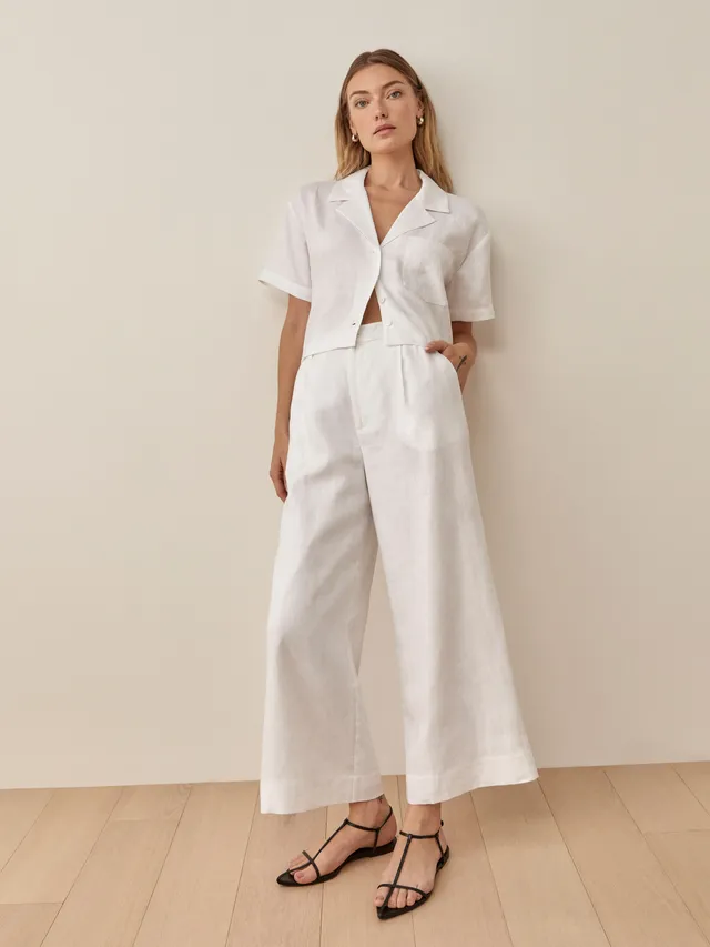 + NET SUSTAIN Isotta linen straight-leg pants