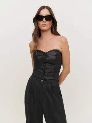 Veda Montrose Leather Strapless Bustier