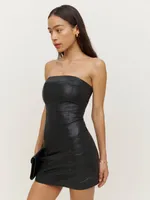 Veda Walter Leather Strapless Mini Dress