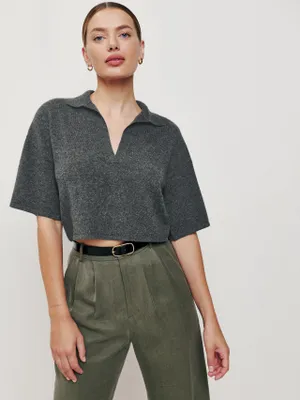 Maye Cashmere Short Sleeve Polo Sweater