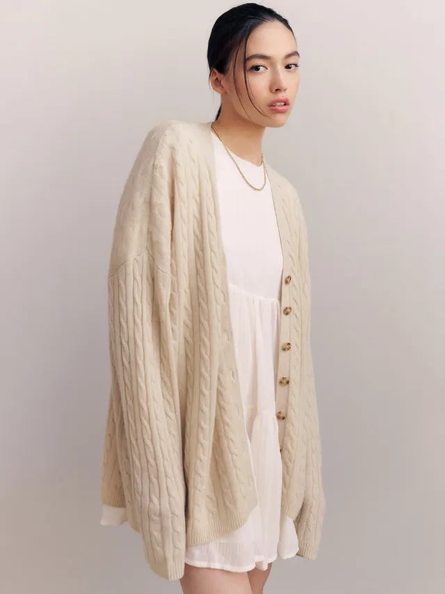 Raga Heather Oversized Cable Cardigan Sweater