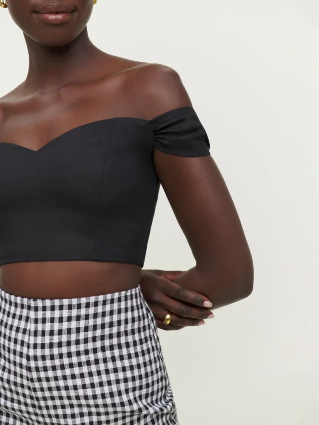 CLEO Linen Bralette / Linen Crop Top in Black -  Canada