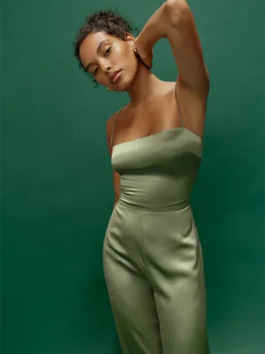 Sage Silk Jumpsuit