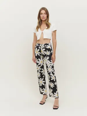 Wilder Stretch High Rise Wide Leg Cropped Jeans