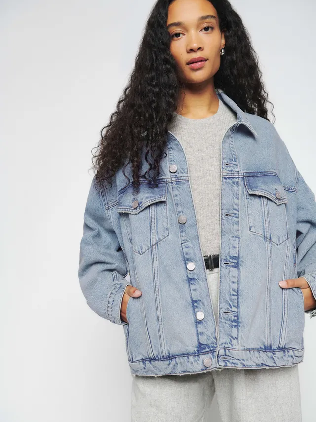 Oversized Swirl Hooded Denim Jacket