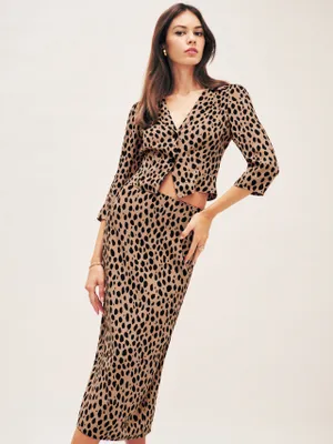 NEW Reformation Sera Leopard Animal Print Pants XS