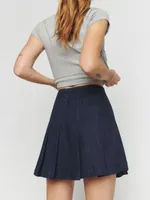 Billie Pleated Denim Mini Skirt