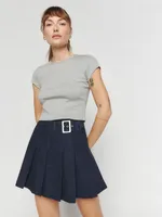 Billie Pleated Denim Mini Skirt