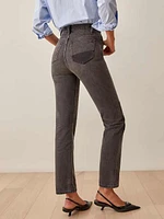 Cynthia Patch High Rise Straight Jeans